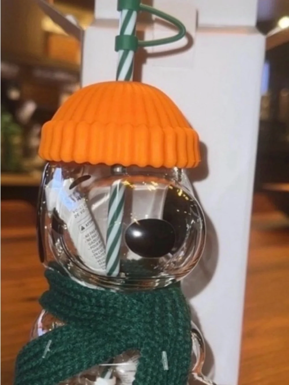Starbucks Snoopy glass cup. New with box.